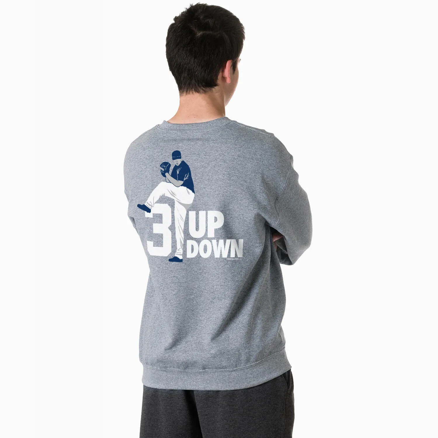 Baseball Crewneck Sweatshirt - 3 Up 3 Down (Back Design) 